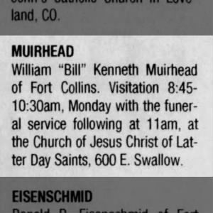 Obituary for William Kenneth MUIRHEAD