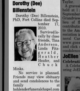 Obituary for Dorothy Billenstein